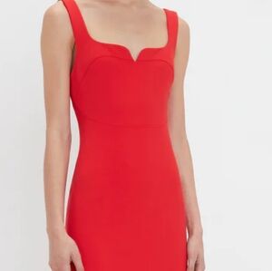 Bright red bodycon dress,